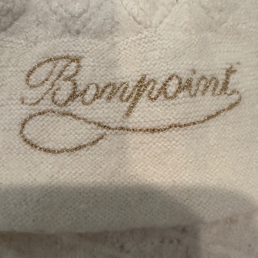 Bonpoint Cream Wool Cashmere Diamond Pointelle Knit Baby Blanket PEBDA2047CO